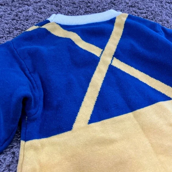 Vintage Kids Snow White Inspired‎ Knit Dress Blue Yellow Apples Bows 6 7 size - Picture 7 of 7